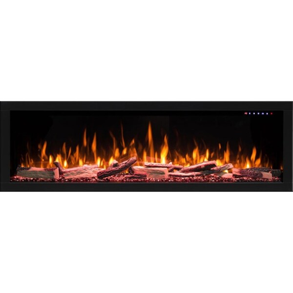 Bonaire 50 Inch Electric Linear Fireplace with Premium Metal Trim Kit