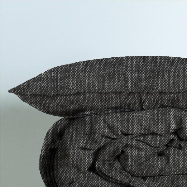 M Home French Linen Grey Marle Double Stitch Standard Pillowcase Pair