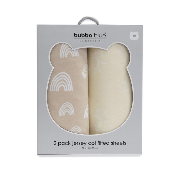 2pc Bubba Blue Nordic Baby Jersey Cot Fitted Sheet, Dusty Vanilla/Latte