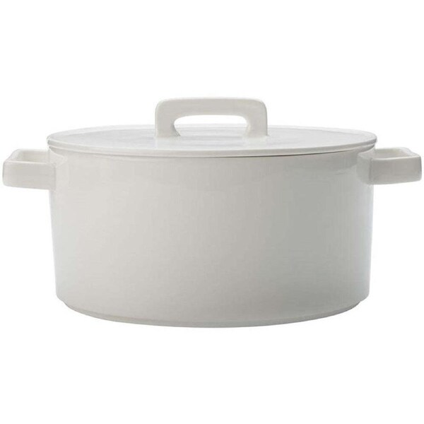 Maxwell & Williams Epicurious Porcelain 2.6L/29cm Casserole w/ Lid Round White