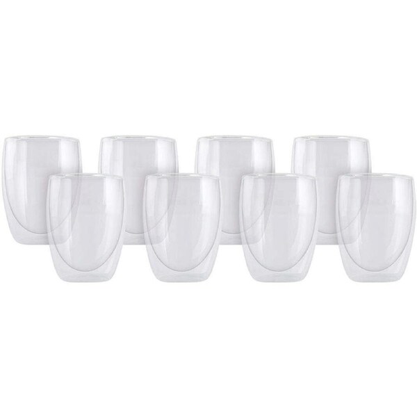 8pc Maxwell & Williams Blend Double Wall 350ml Drink Cup Glass Tumbler Set Clear