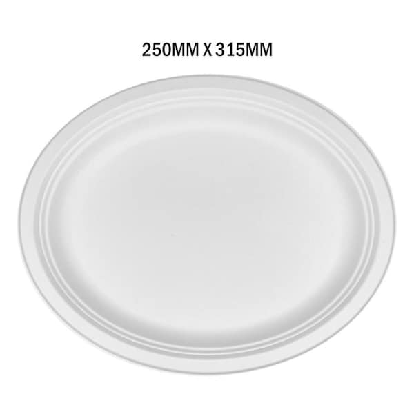 60pcs 250x315mm White Paper Oval Plates