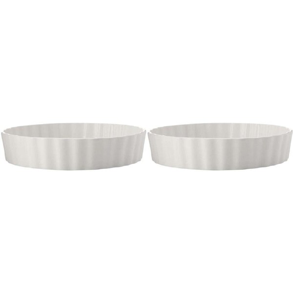 2x Maxwell & Williams Epicurious Deep Quiche Dish 25x5cm Porcelain Round White