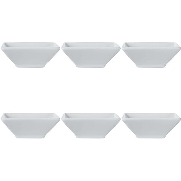 6x Maxwell & Williams White Basics 7.5cm Footed Sauce Dish Square Porcelain