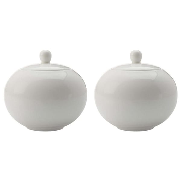 2x Maxwell & Williams White Basics Sugar Bowl w/ Lid Storage Container Porcelain