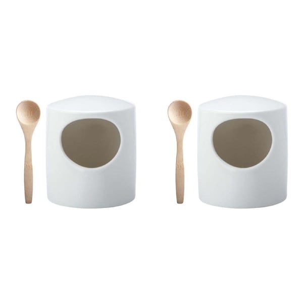 2x Maxwell & Williams Epicurious 12cm Porcelain Salt Pig Tableware w/Spoon White