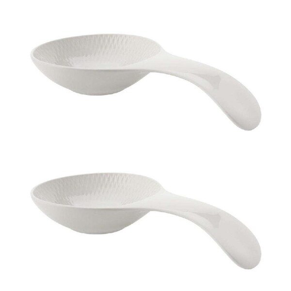 2x Maxwell & Williams White Basics Diamonds Porcelain Spoon Rest Utensil Holder
