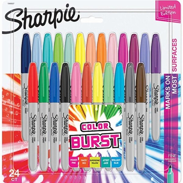 Sharpie Fine Permanent Markers Colour Burst 24 Pack Set