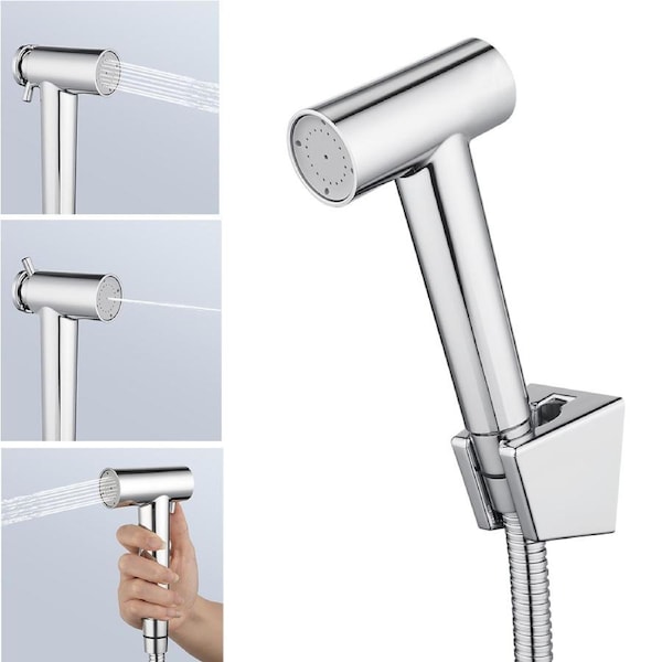 ACA Bath Silver 2-Spray Pattern Toilet Bidet Spray Kit Hand Held 1.2m Water Hose