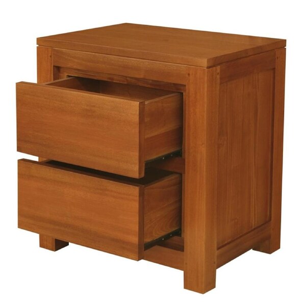 Amsterdam 2 Drawer Bedside Table - Light Pecan