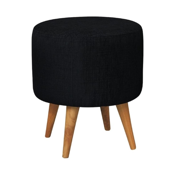 Manhattan Round Upholstered Ottoman - Black