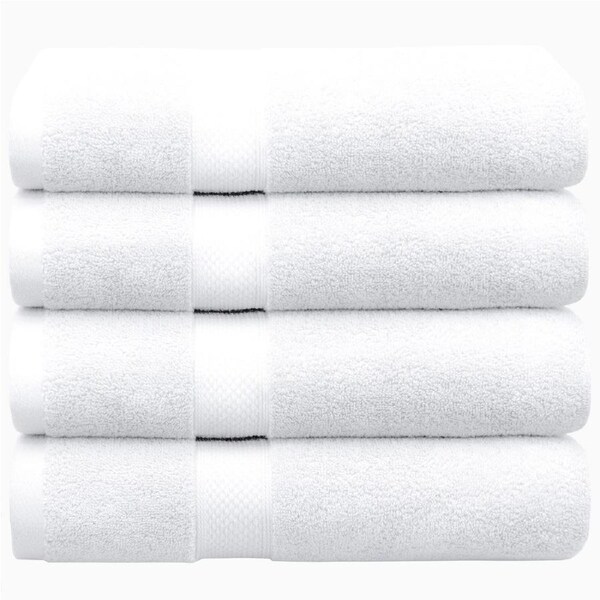 LINENOVA 650GSM 100% Cotton Bath Towels Set- 4 Pack - White