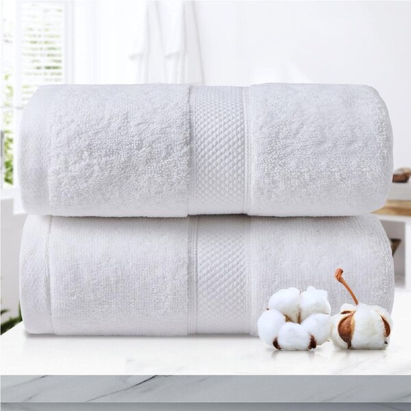 LINENOVA 100% Cotton Bath Sheets Towels Set 90x180 cm - 650GSM - 2 Pack - White