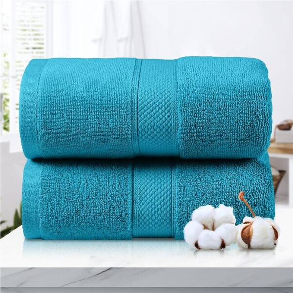 LINENOVA 100% Cotton Bath Sheets Towels Set 90x180 cm - 650GSM - 2 Pack - Teal