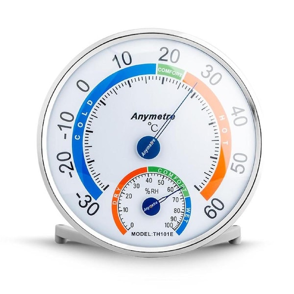 Round Indoor Outdoor Hygrometer/Thermometer, Humidity Gauge Indicator Temperature Humidity Monitor, Analog Hygrometer Humidor Aluminum Dial for Home