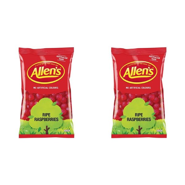 2x Allen's 1.3kg Ripe Raspberries Flavoued Chewy Candy/Lolly/Sweets Snack Bag