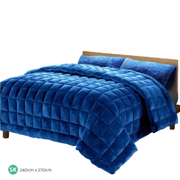 500GSM Giselle Faux Mink Fur Plush Quilt Comforter Throw Queen King Super King Super King