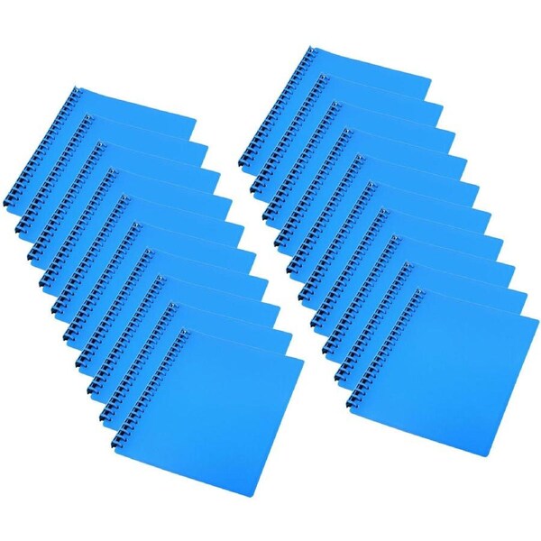 20x Bantex Refillable PP A4 20 Pocket Display Book Spiral Spine Folder Blue