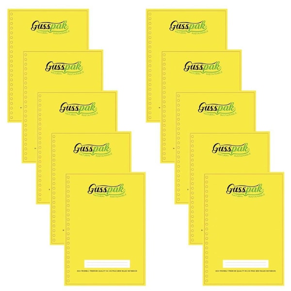 10x Gusspak 240 Page A4 Spiral Bound Notebook Side Opening Exercise Paper Book