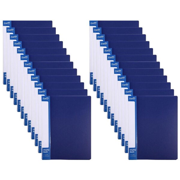 24x Bantex 20 Fixed Pockets A4 Insert Spine Display Presentation Book Blue