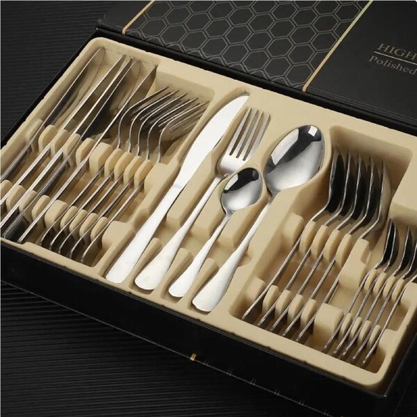 Stainless Steel Cutlery Set - 24 Pcs Silver Premium