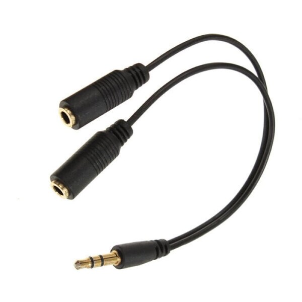 4PCS Earphone Y Splitter 3.5mm Jack 2 Plug Audio AUX Cable Auxiliary Stereo Adapter - Black