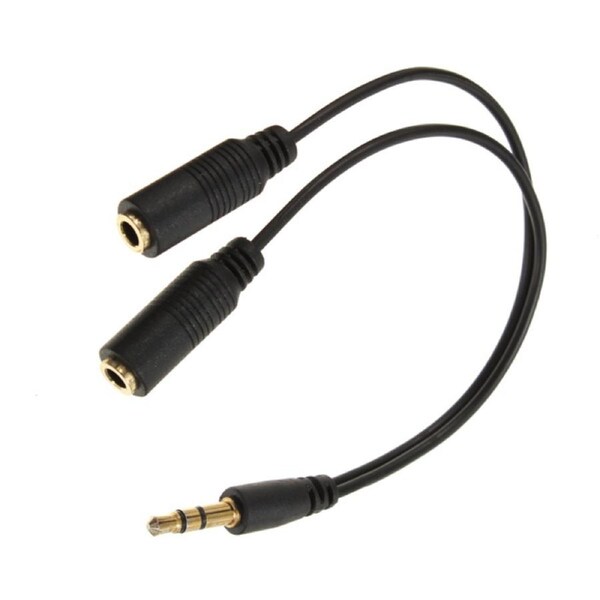 10PCS Earphone Y Splitter 3.5mm Jack 2 Plug Audio AUX Cable Auxiliary Stereo Adapter - Black