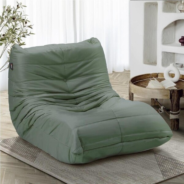 Oikiture Floor Sofa Accent Chair Foam Frameless Lazy Couch Lounge Green