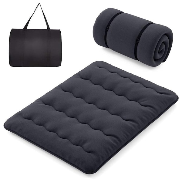 Giantex Queen Size Floor Mattress Roll up Bed Mattress w/Washable Cover & Carry Bag Portable Sleeping Pad Black