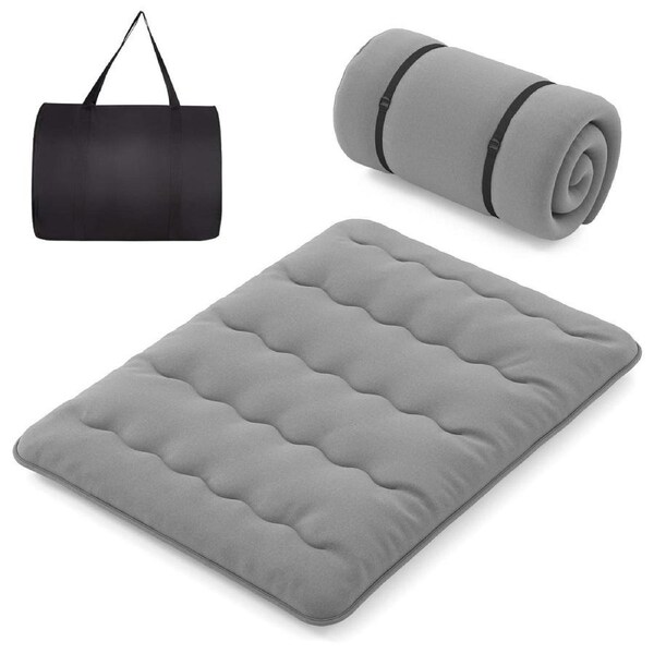 Giantex Queen Size Floor Mattress Roll up Bed Mattress w/Washable Cover & Carry Bag Portable Sleeping Pad Grey