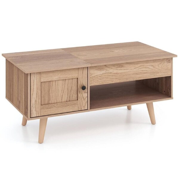 Giantex Lift Top Coffee Table Living Room Table w/Open Shelf Home Office Center Table Rustic Natural