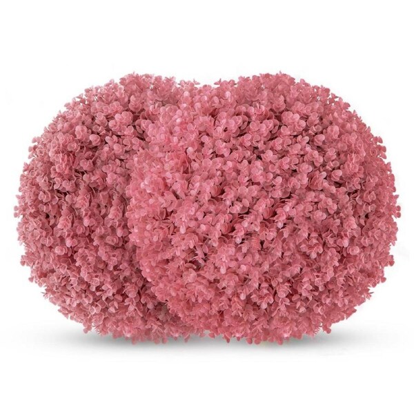 Costway 2 x Artificial Topiary Ball Faux Decorative Ball Faux Green Ball Plant Pink