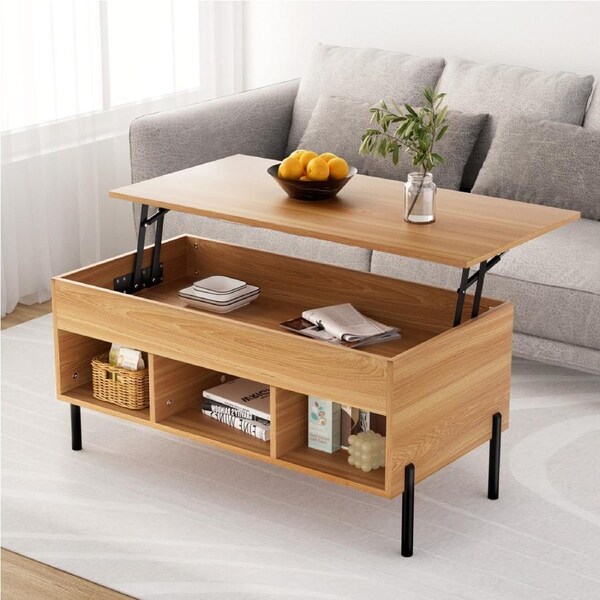 2-in-1 Artiss Coffee Table Lift-top Oak 100CM