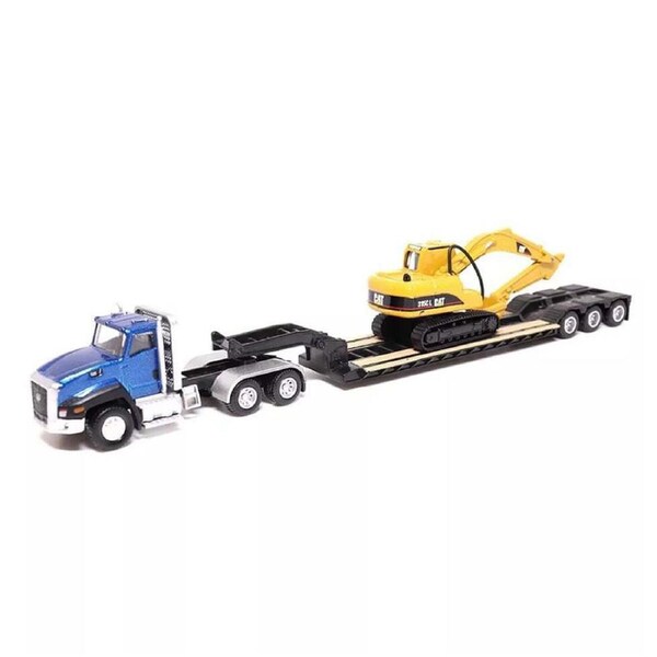 Diecast Masters 1:87 Scale CAT CT660 Cab Tractor & Lowboy With Excavator Model