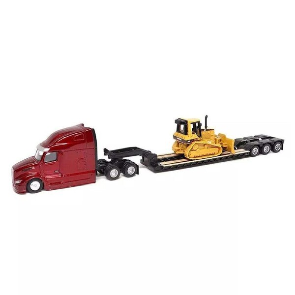 Diecast Masters 1:87 Peterbilt 579 Tractor With Lowboy Trailer & Cat D5M Dozer