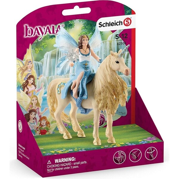 4pc Schleich 7.1'' Eyela Riding On Golden Unicorn Figure Kids Toy Set 5-12y
