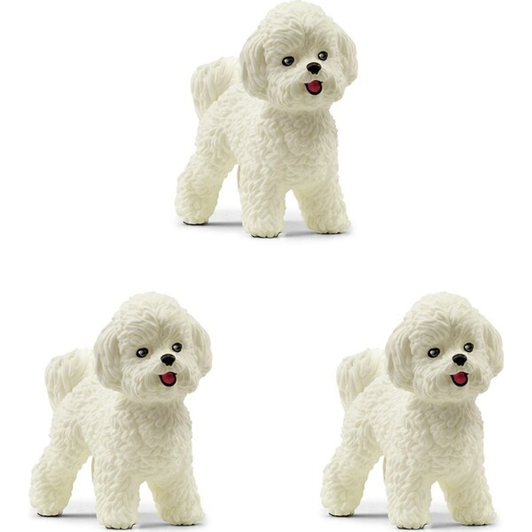 3x Schleich 1.7'' Bichon Frise Dog Animal Action Figure Kids/Children Toy 3-8y