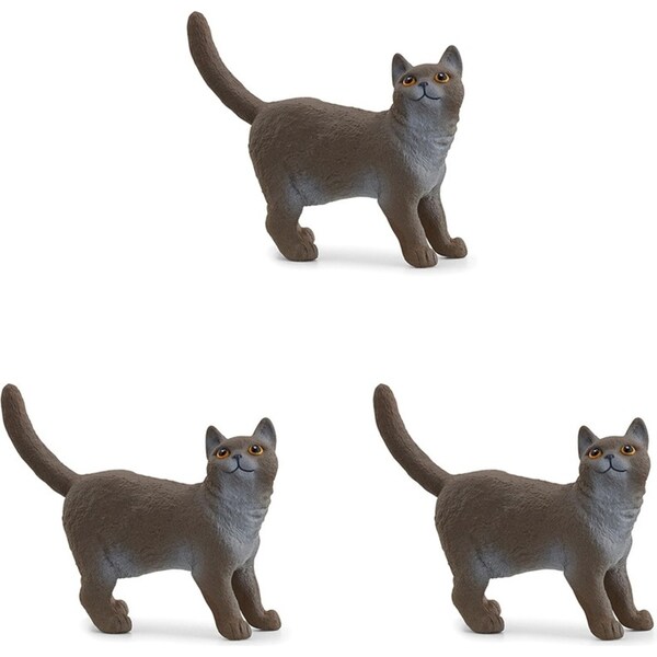 3x Schleich 2.2'' British Shorthair Cat Animal Action Figure Kids/Child Toy 3-8y