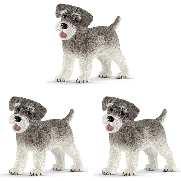 3x Schleich 2.2'' Miniature Schnauzer Dog Animal Action Figure Kids Fun Toy 3-8y