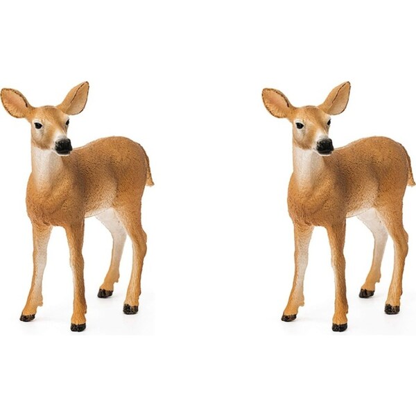 2x Schleich 3.4'' White Tailed Doe Deer Animal Action Figure Kids/Child Toy 3-8y