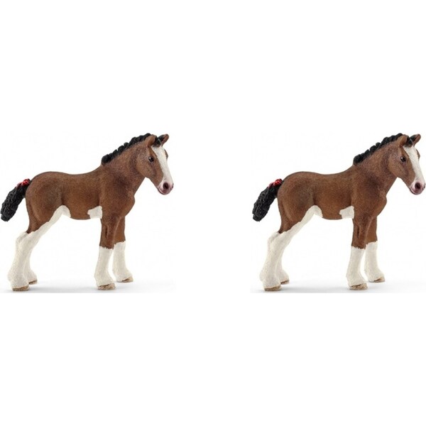 2x Schleich 3.4'' Clydesdale Foal Horse Animal Action Figure Kids/Child Toy 3-8y