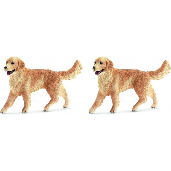 2x Schleich 3'' Golden Retriever Female Dog Animal Action Figure Kids Toy 3-8y