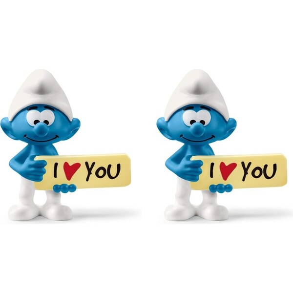 2x Schleich 2.2'' Smurf w/ Sign Action Figure/Figurine Kids/Child Play Toy 3-8y
