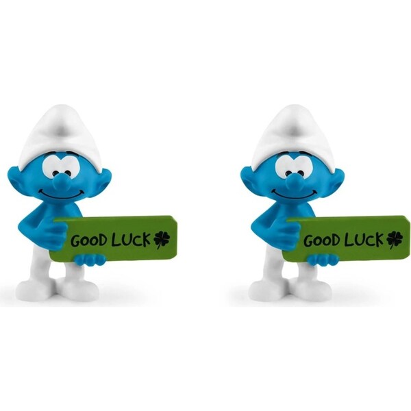 2x Schleich 2.1'' Good Luck Smurf Action Figure Kids/Children Fun Play Toy 3-8y