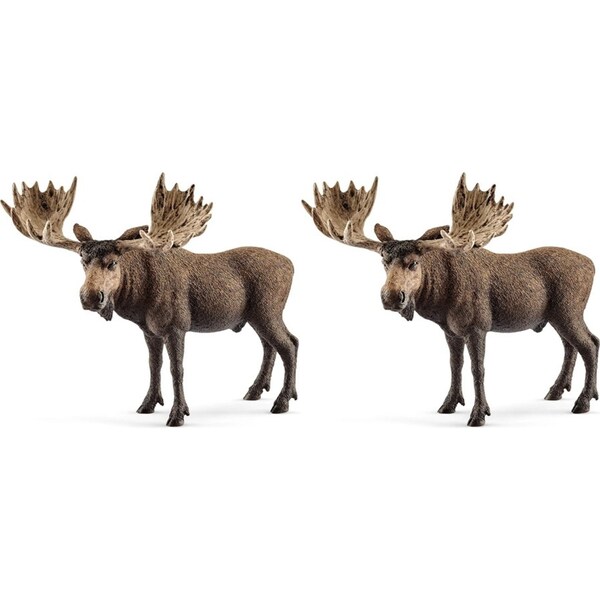 2x Schleich Moose Bull Wildlife Animal Action Figure Kids/Children Play Toy 3+