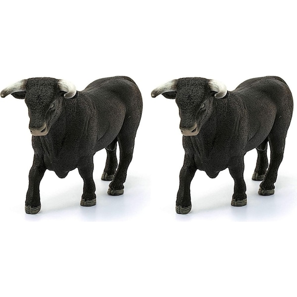 2x Schleich 5.7'' Black Bull Farm Animal Action Figure Kids/Child Play Toy 3-8y