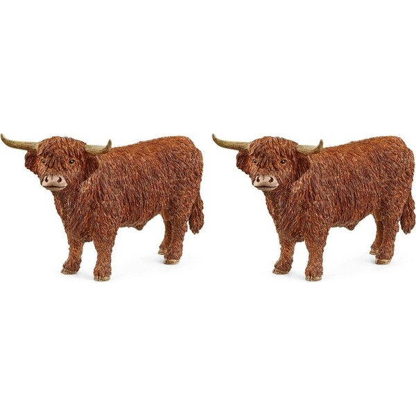 2x Schleich 5.4'' Highland Bull Farm Animal Action Figure Kids/Children Toy 3-8y