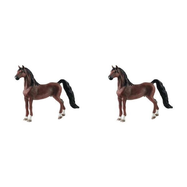 2x Schleich 6.9'' American Saddlebred Gelding Horse Action Figure Kids Toy 5-12y