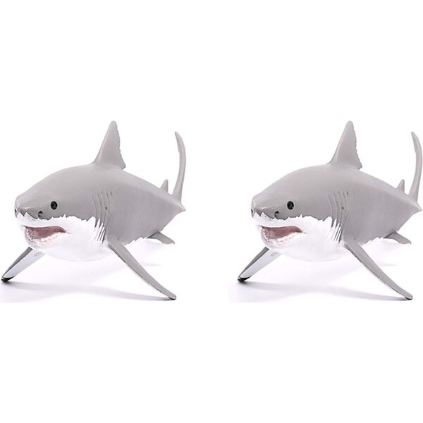 2x Schleich 7'' Great WHT Shark Animal Action Figure/Figurine Kids Play Toy 3-8y