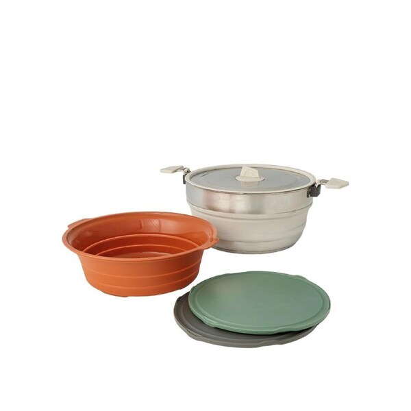 Sea to Summit Detour Essentials 4 Piece Camp Kitchen Kit - 5L Pot Set w/ Colander and Cutting Boards